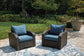 Windglow Outdoor Loveseat and 2 Chairs with Coffee Table