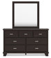 Covetown California King Panel Bed with Mirrored Dresser, Chest and Nightstand