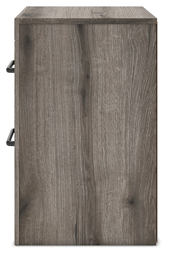 Graystorm Full Panel Bed with Storage with Mirrored Dresser and Nightstand