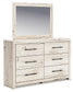 Lawroy Queen Panel Headboard with Mirrored Dresser, Chest and Nightstand