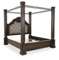 Maylee King Canopy Bed with Mirrored Dresser
