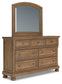 Feddinger California King Storage Sleigh Bed with Mirrored Dresser, Chest and Nightstand