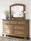 Feddinger King Panel Bed with Mirrored Dresser and Nightstand