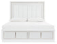 Chalanna King Upholstered Storage Bed with Mirrored Dresser, Chest and Nightstand