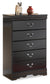 Huey Vineyard Twin Sleigh Headboard Bed with Mirrored Dresser, Chest and Nightstand