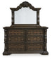 Maylee Queen Upholstered Bed, Dresser, Mirror, Chest and Nightstand