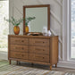 Lyncott California King Upholstered Bed with Mirrored Dresser and Nightstand