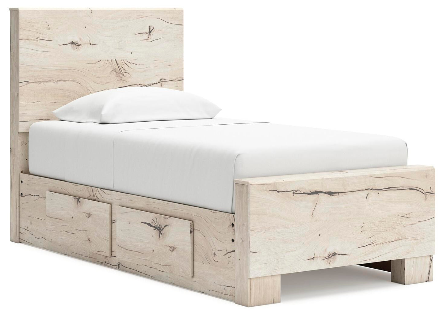 Lawroy Twin Panel Bed with Storage, Dresser, Mirror and Nightstand