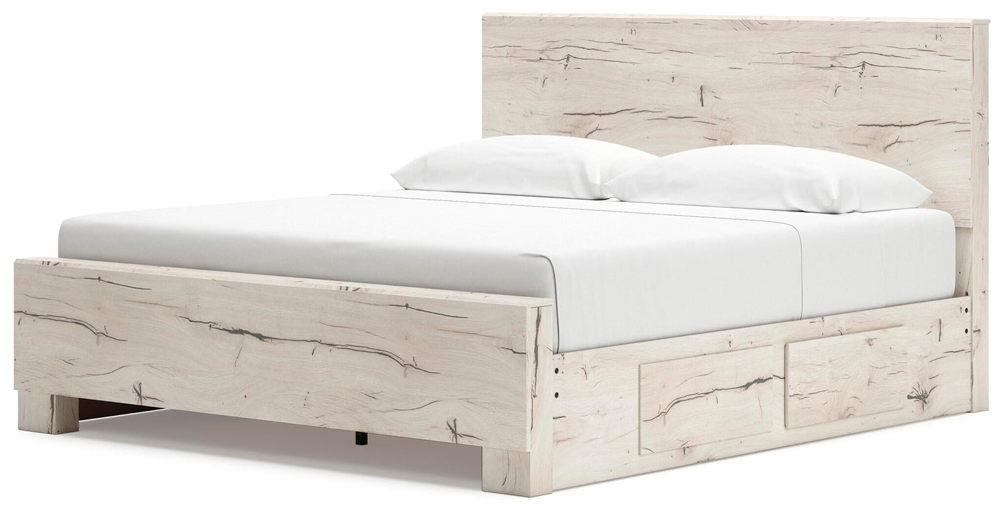 Lawroy King Panel Bed with Storage, Dresser and Mirror