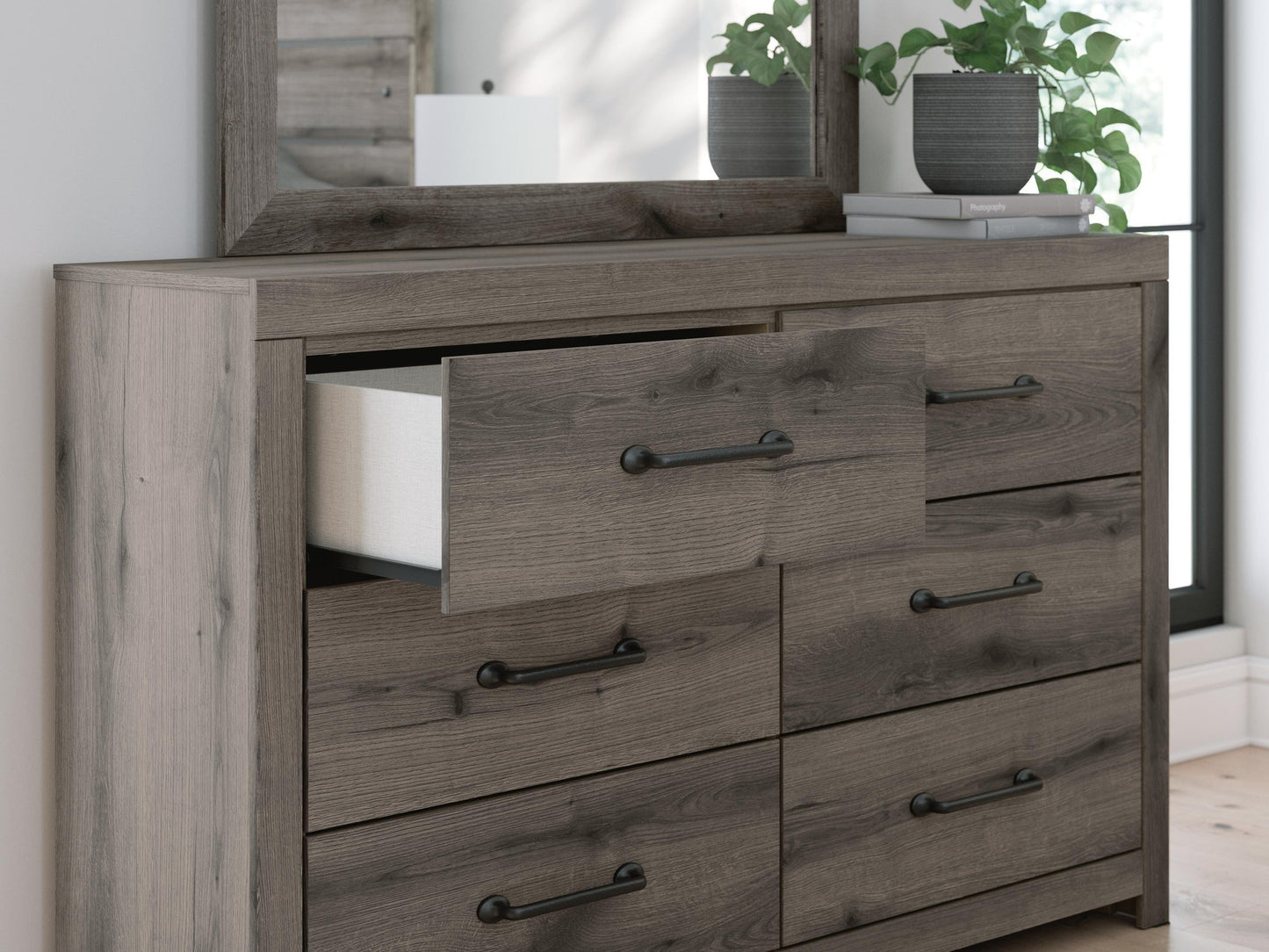 Graystorm King Panel Bed, Dresser and Mirror