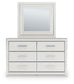 Zuraleus King Upholstered Panel Platform Bed, Dresser and Mirror