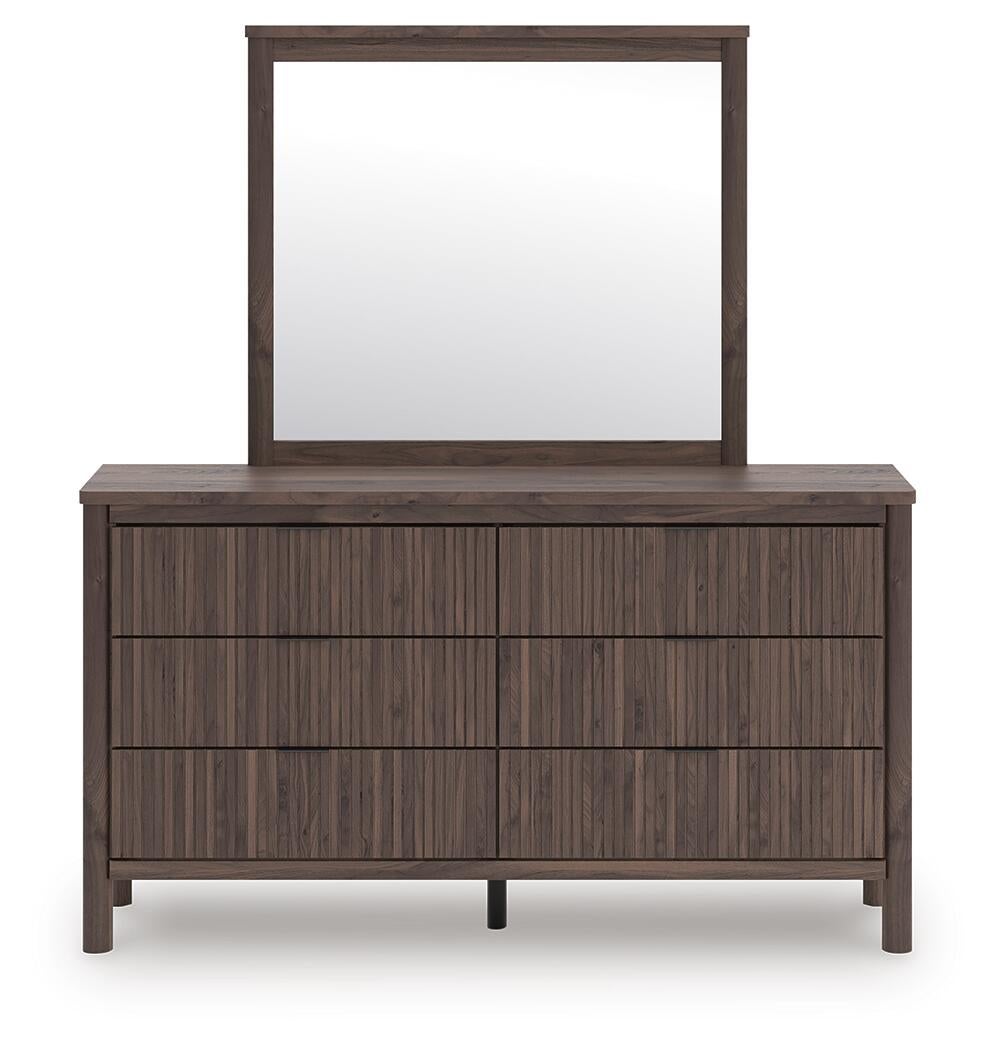 Pamytta King Upholstered Panel Bed, Dresser, Mirror, Chest and Nightstand