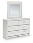 Zuraleus King Upholstered Panel Platform Storage Bed, Dresser, Mirror and Nightstand