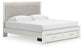 Zuraleus King Upholstered Panel Platform Storage Bed, Dresser and Mirror