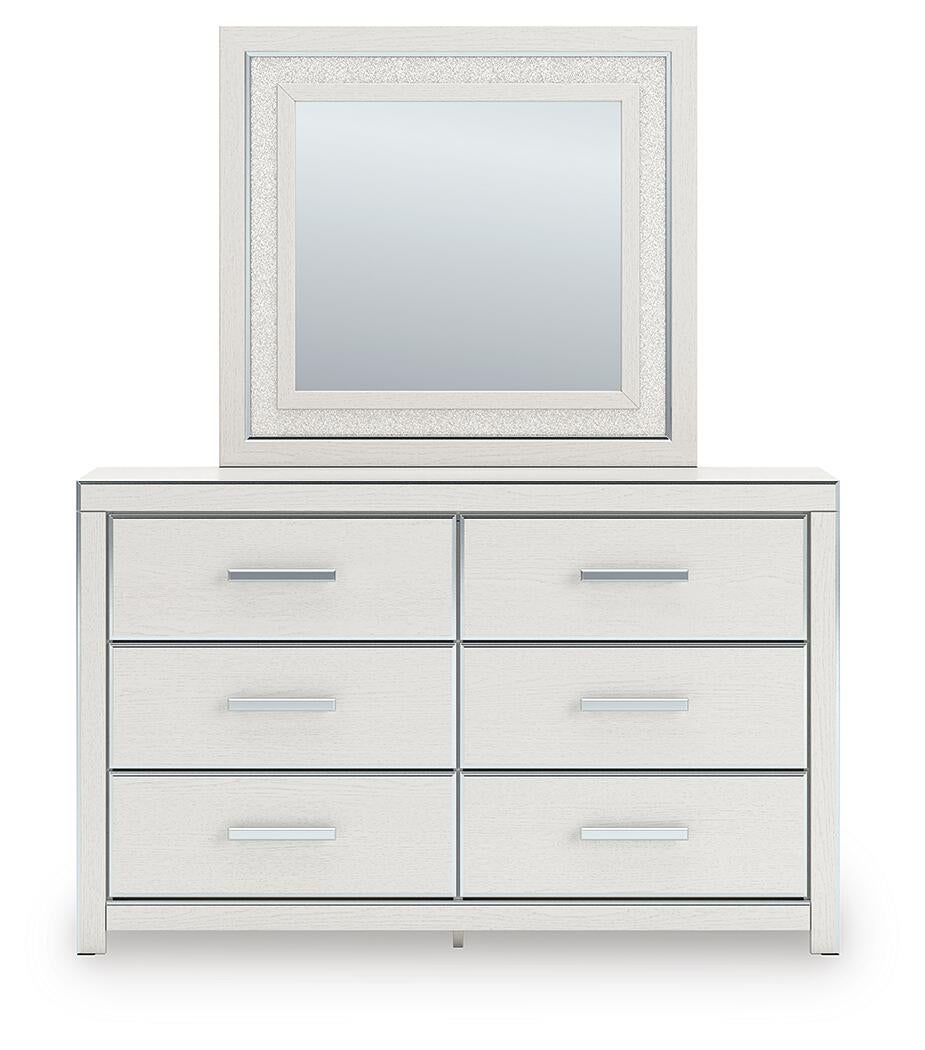Zuraleus King Upholstered Panel Platform Bed, Dresser, Mirror and Nightstand