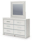 Zuraleus King Upholstered Panel Platform Bed, Dresser, Mirror and Nightstand