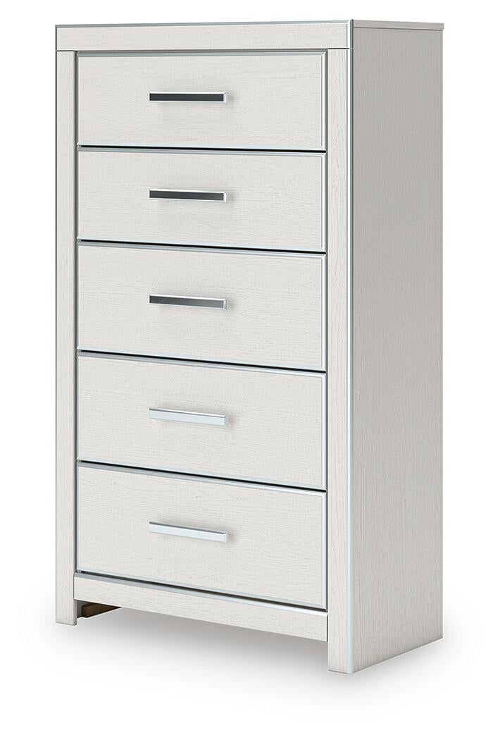Zuraleus Queen Upholstered Panel Platform Storage Bed, Dresser, Mirror, Chest and Nightstand