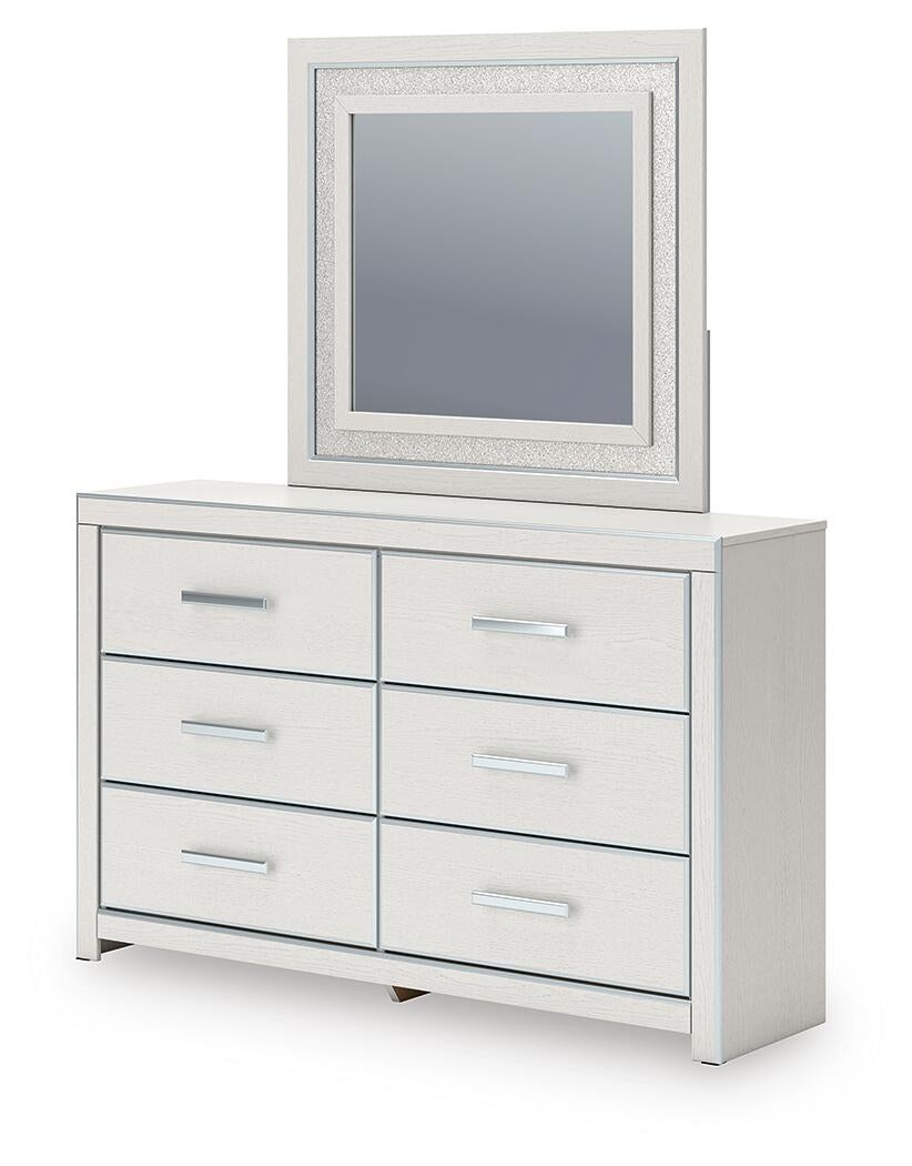 Zuraleus California King Upholstered Bed, Dresser, Mirror and Nightstand