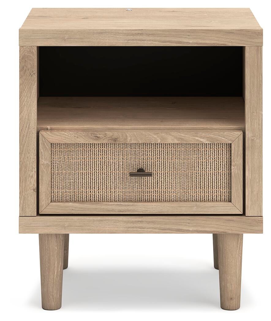 Cielden Queen Upholstered Bed with Roll Slats, Dresser, Mirror, Chest and Nightstand