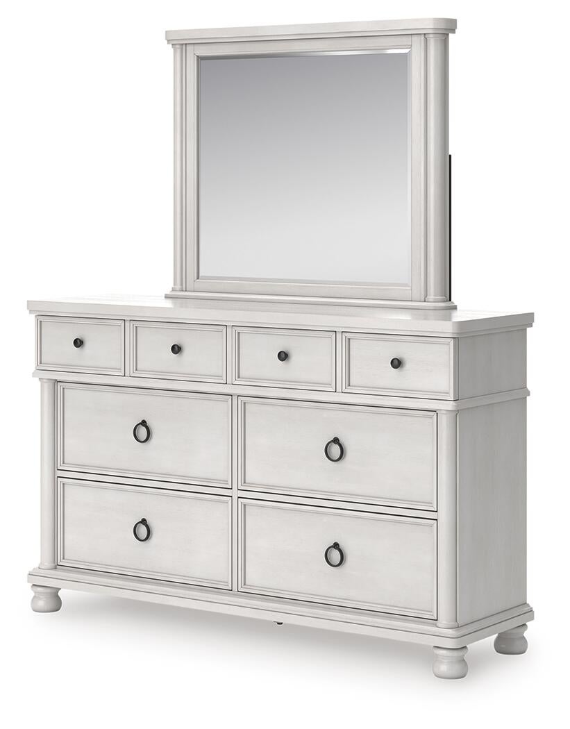 Rowlenstown California King Poster Bed, Dresser and Mirror