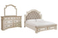 Realyn King Upholstered Bed with Mirrored Dresser